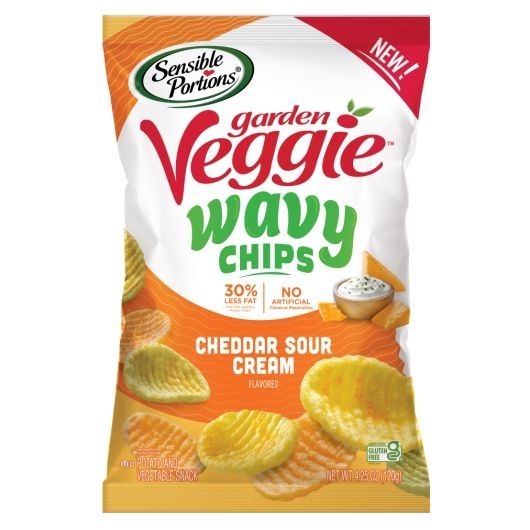 Sensible Portions Cheddar Sour Cream Garden Veggie Wavy Chips, 4.25 Ounce -- 12 per case