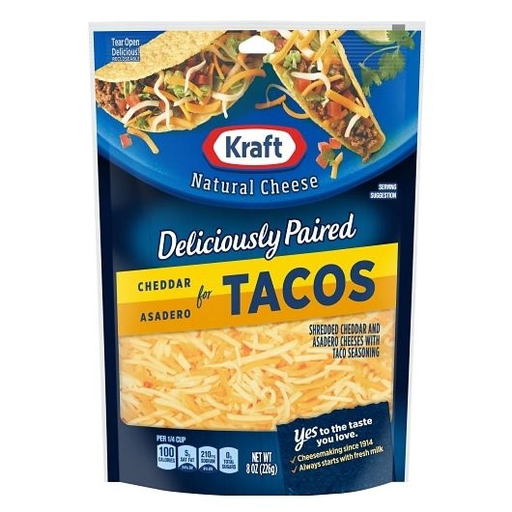 Kraft Shredded Cheddar and Asadero Cheese, 8 Ounce -- 12 per case