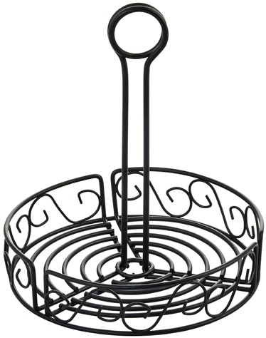 Winco Black Wire Round Condiment Caddy, 7 1/2 x 7 1/2 x 9 inch -- 12 per case