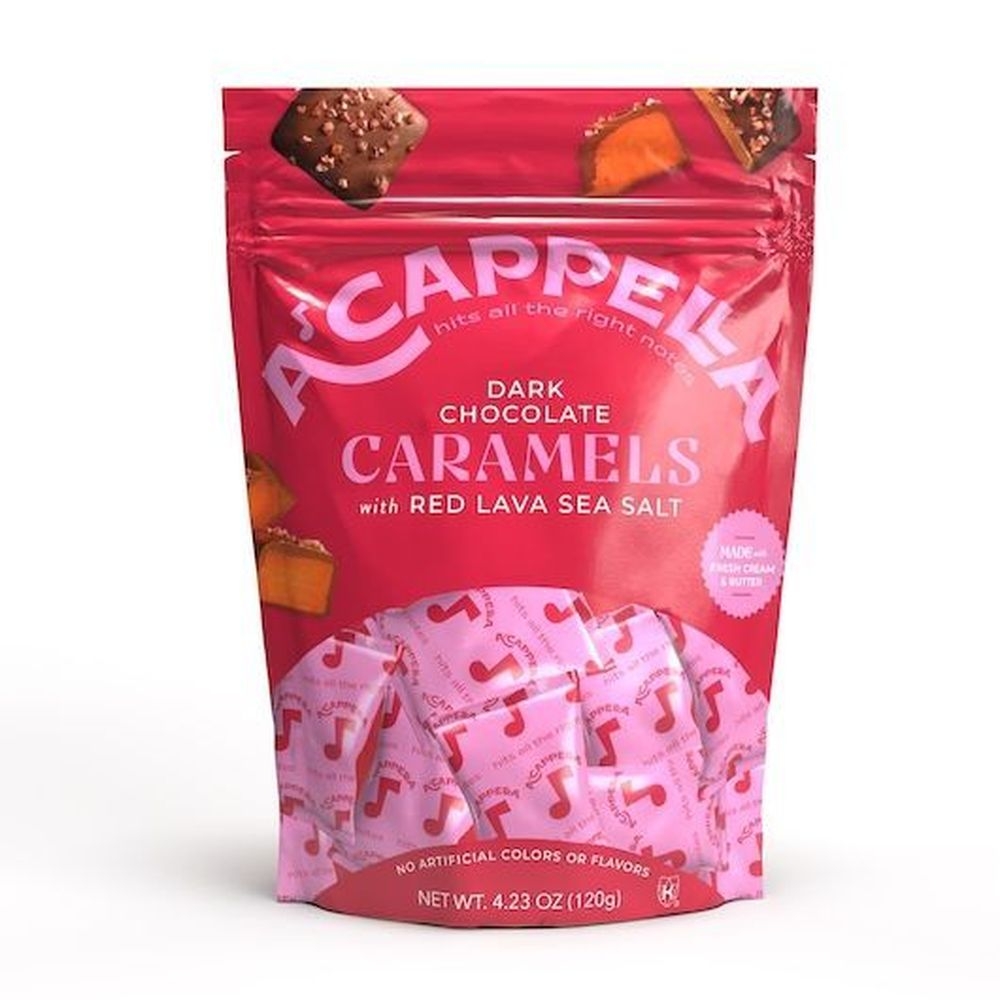 Acappella Dark Chocolate Caramels with Red Lava Sea Salt, 3.25 Ounce -- 6 per case