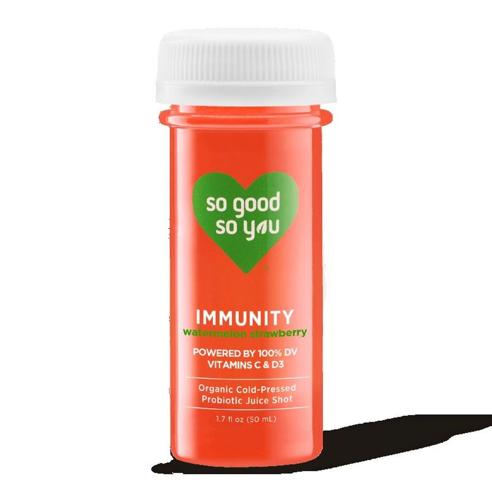 So Good So You Watermelon Strawberry Probiotic Immunity Shot with Vitamins C and D3, 1.7 Ounce -- 12 per case