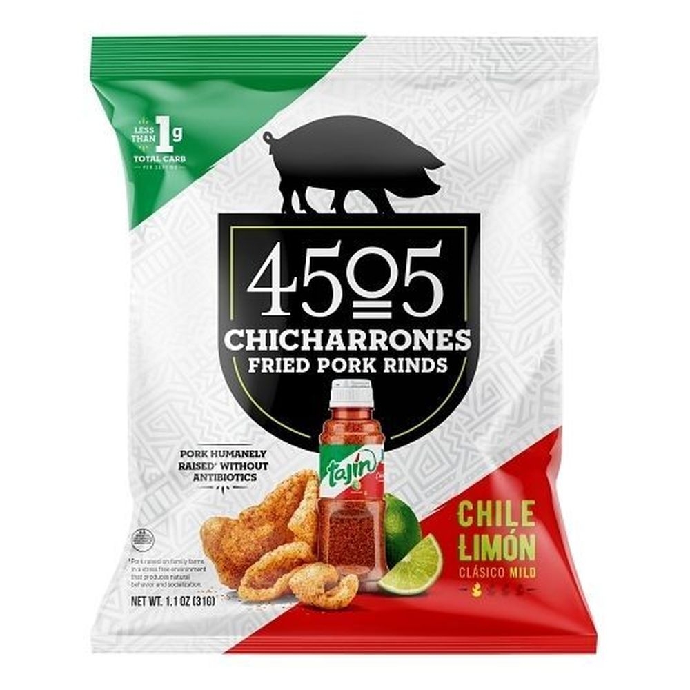 4505 Meats Tajin Chile Limon Chicharrones, 1.1 Ounce -- 12 per case