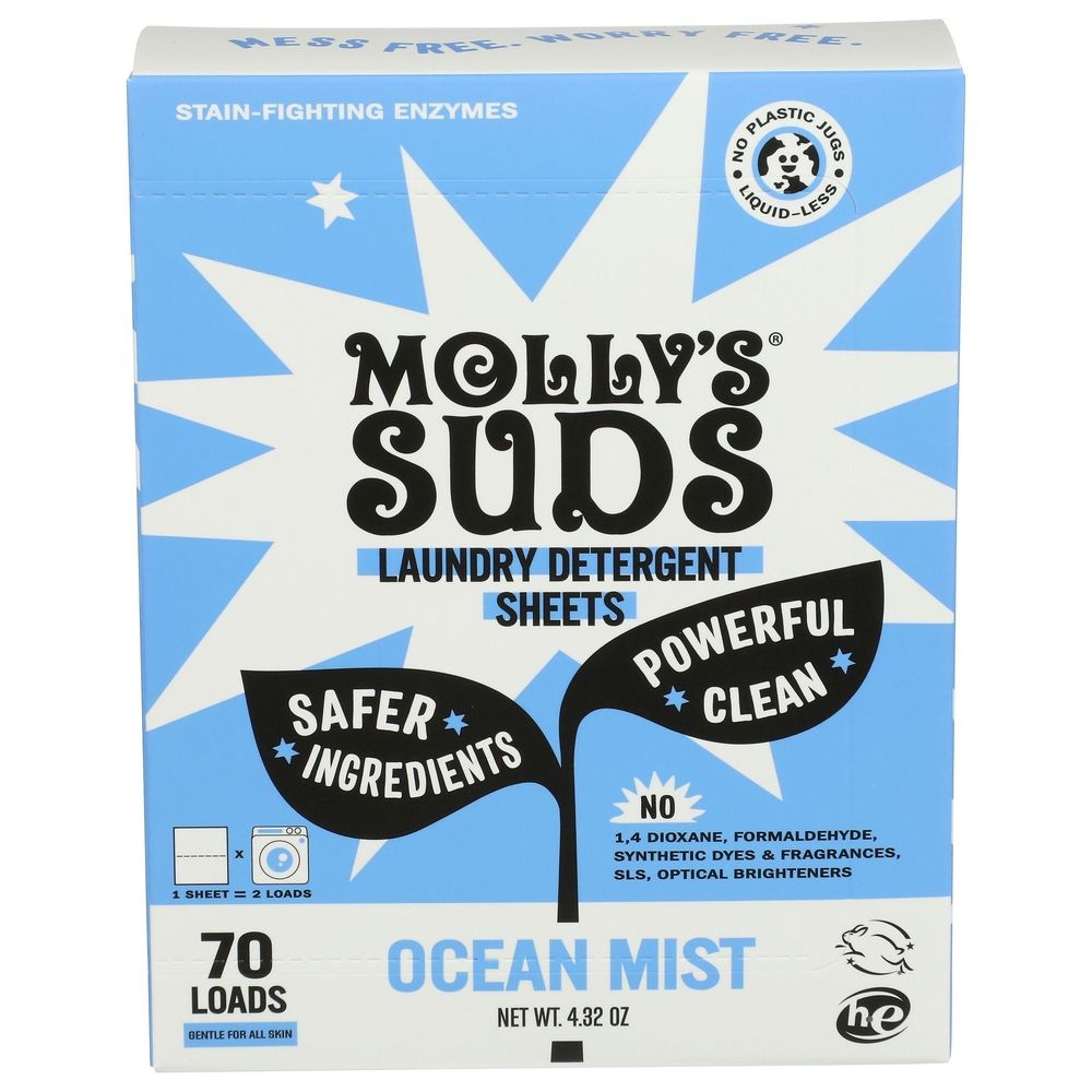 Mollys Suds Ocean Mist Laundry Sheets, 4.32 Ounce -- 6 per case
