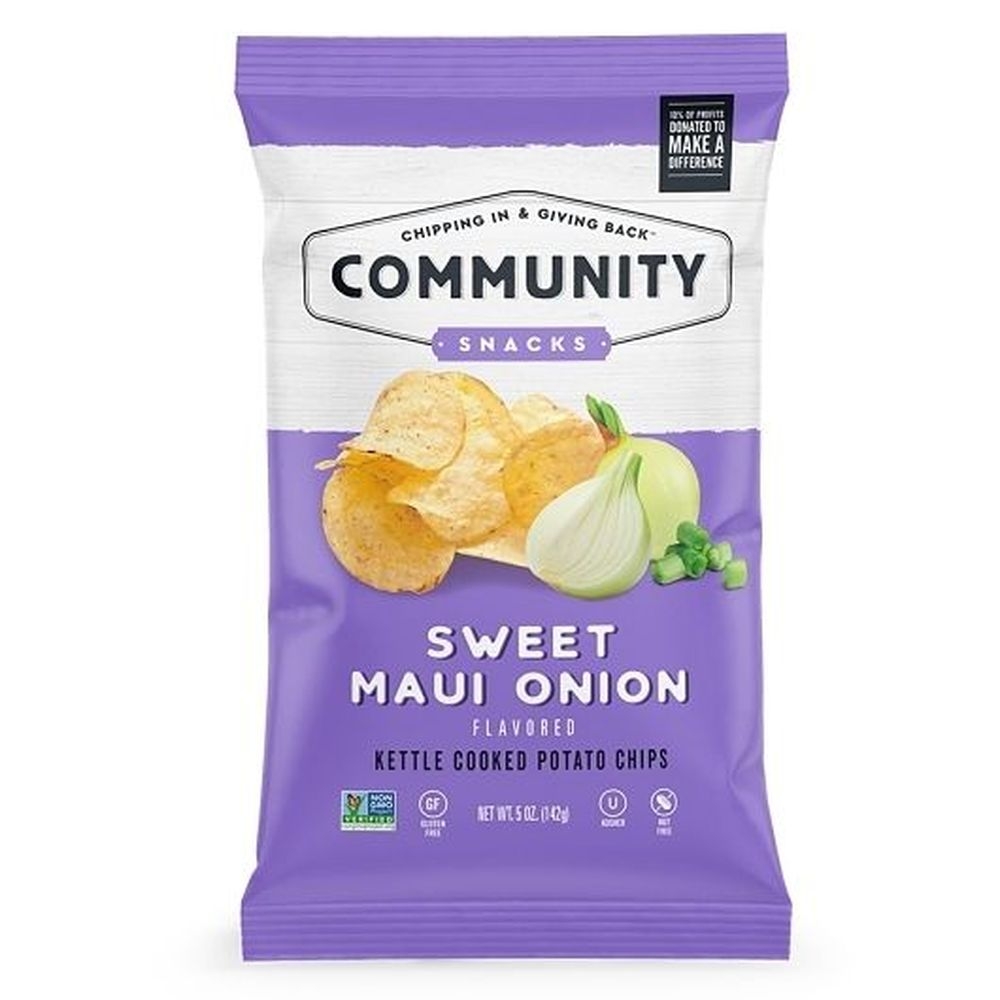 Community Snacks Sweet Maui Onion Kettle Cooked Potato Chips, 5 Ounce -- 12 per case