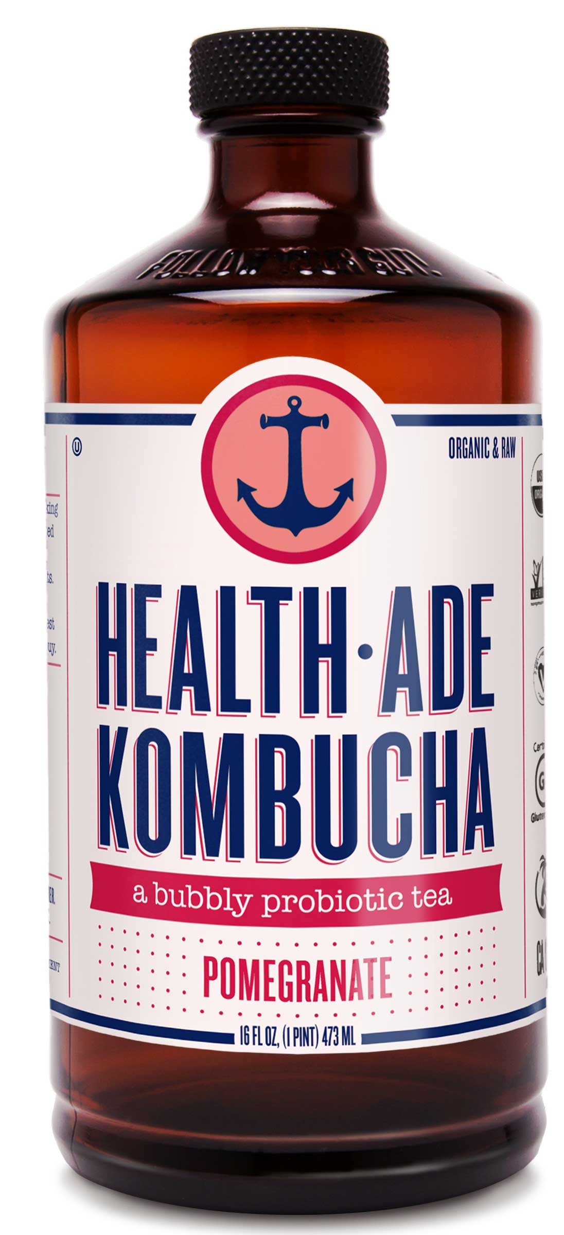Health-Ade Pomegranate Kombucha, 16 Fluid Ounce -- 6 per case