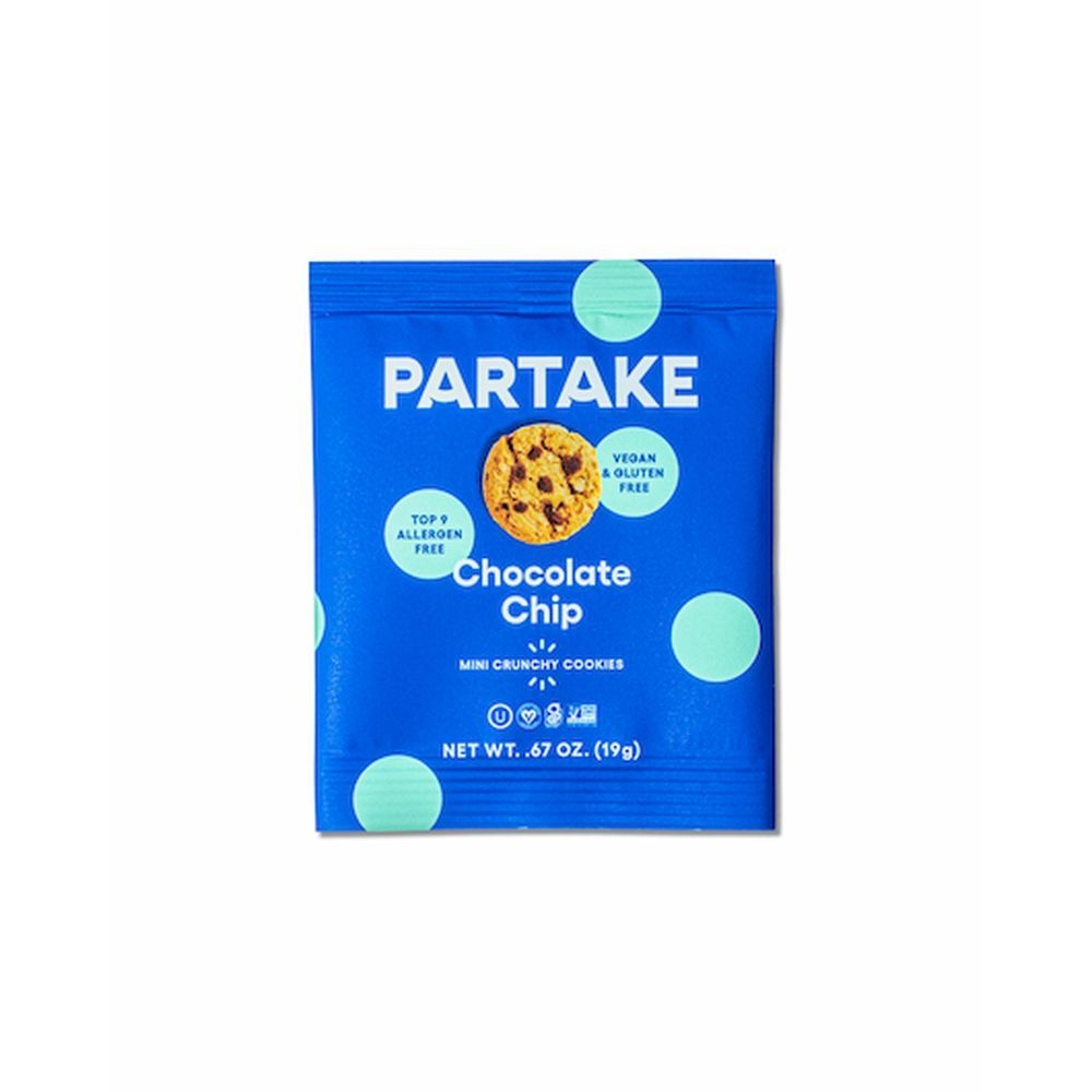 Partake Crunchy Chocolate Chip Mini Cookies, .67 Ounce -- 100 per case