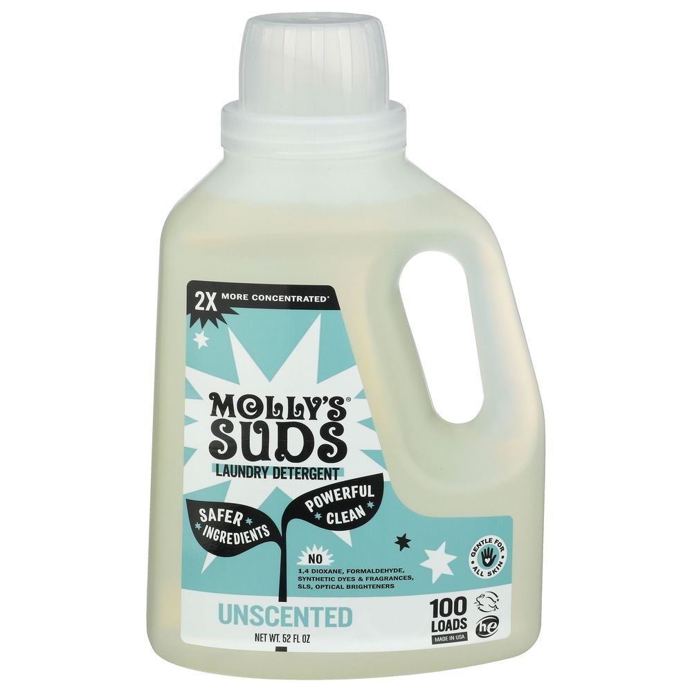 Mollys Suds Unscented Liquid Laundry Detergent, 52 Fluid Ounce -- 6 per case