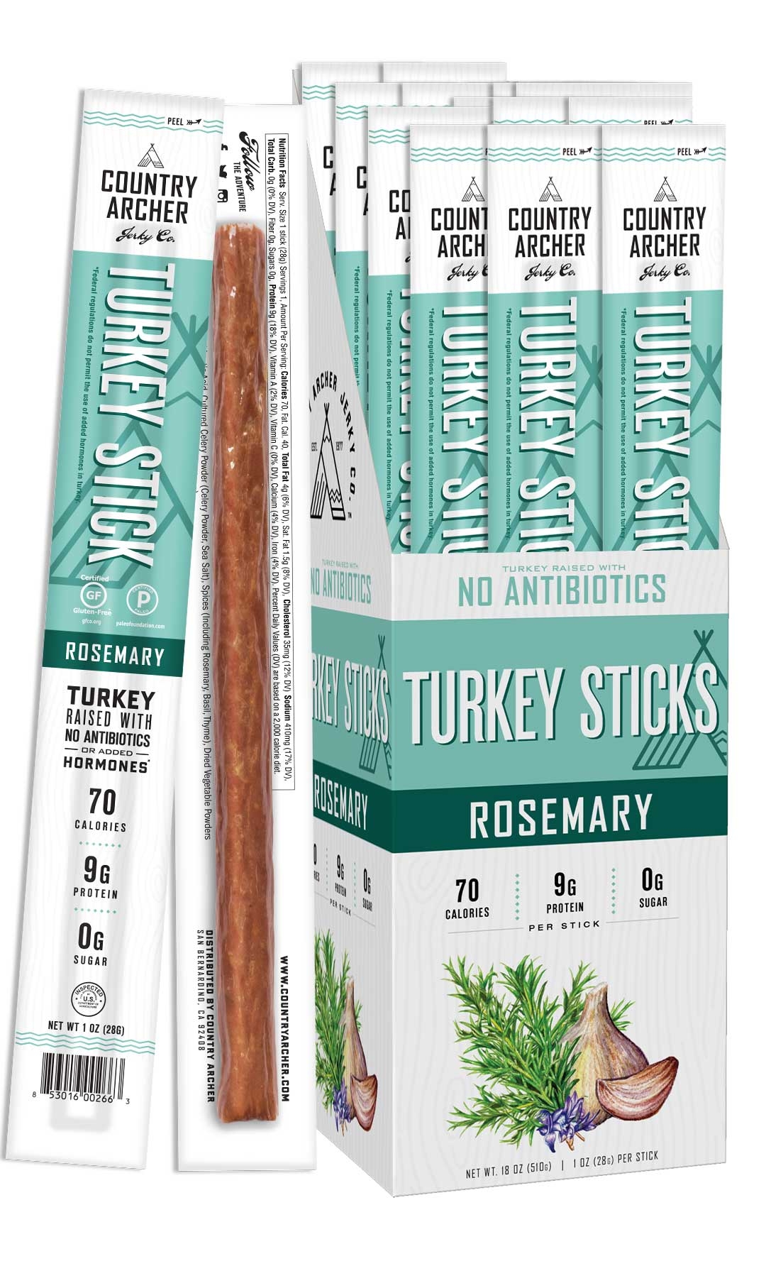 Country Archer Rosemary Turkey Stick, 1 Ounce - 18 count per pack -- 6 packs per case