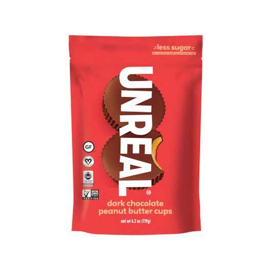 Unreal Dark Chocolate Peanut Butter Cup Candy, 4.2 Ounce Bag -- 6 per case