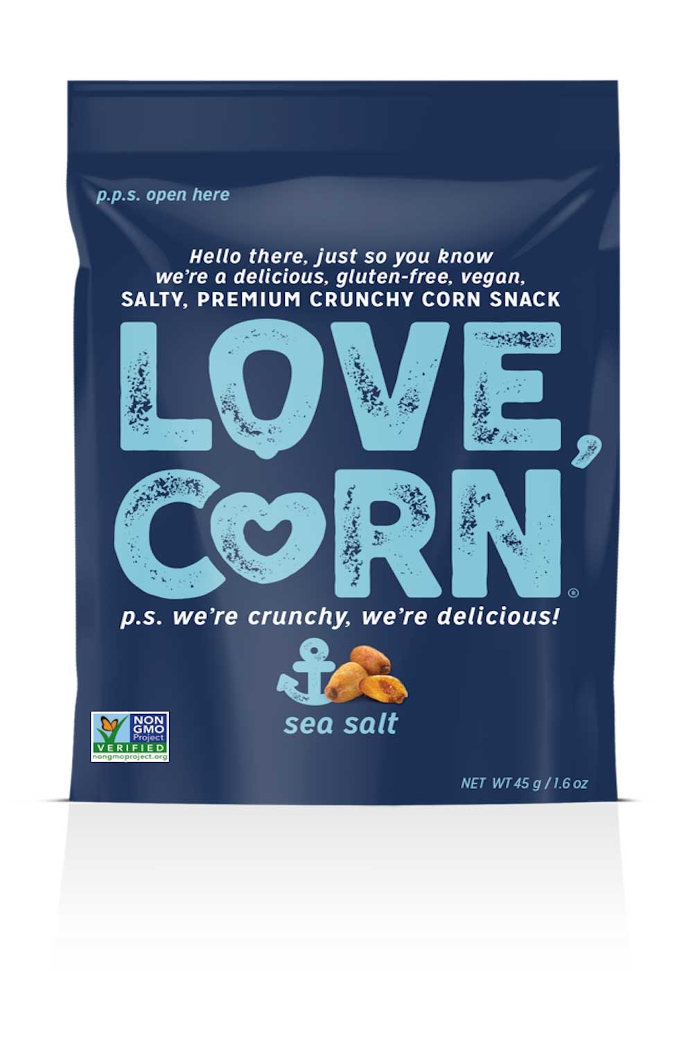 Love Corn Sea Salt Crunchy Corn Snack, 1.6 Ounce Impulse Bag -- 10 per case