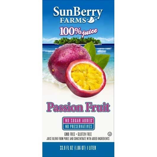Sunberry Farms 100 Percent Passion Fruit Juice, 33.81 Fluid Ounce -- 12 per case