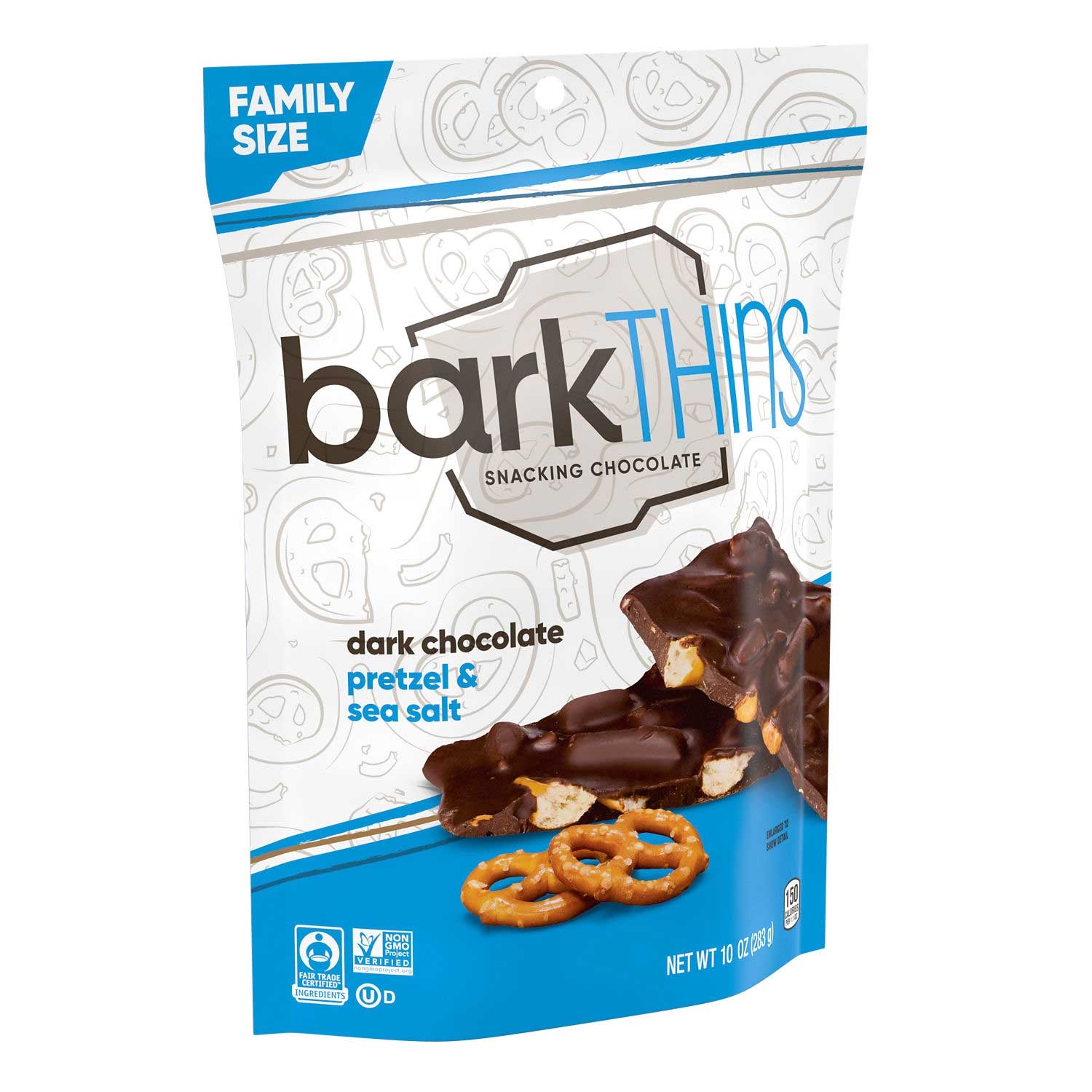 Bark Thins Dark Chocolate Pretzel with Sea Salt - X Large Pouch, 10 Ounce -- 9 per case