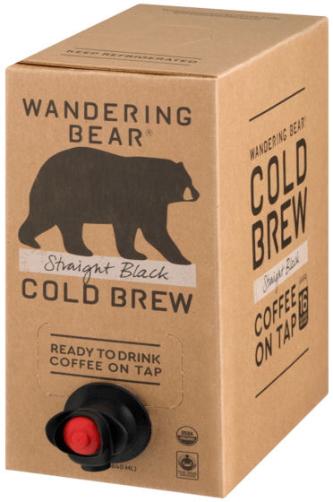 Wandering Bear Coffee Straight Black Organic Cold Brew Coffee, 96 Fluid Ounce -- 3 per case
