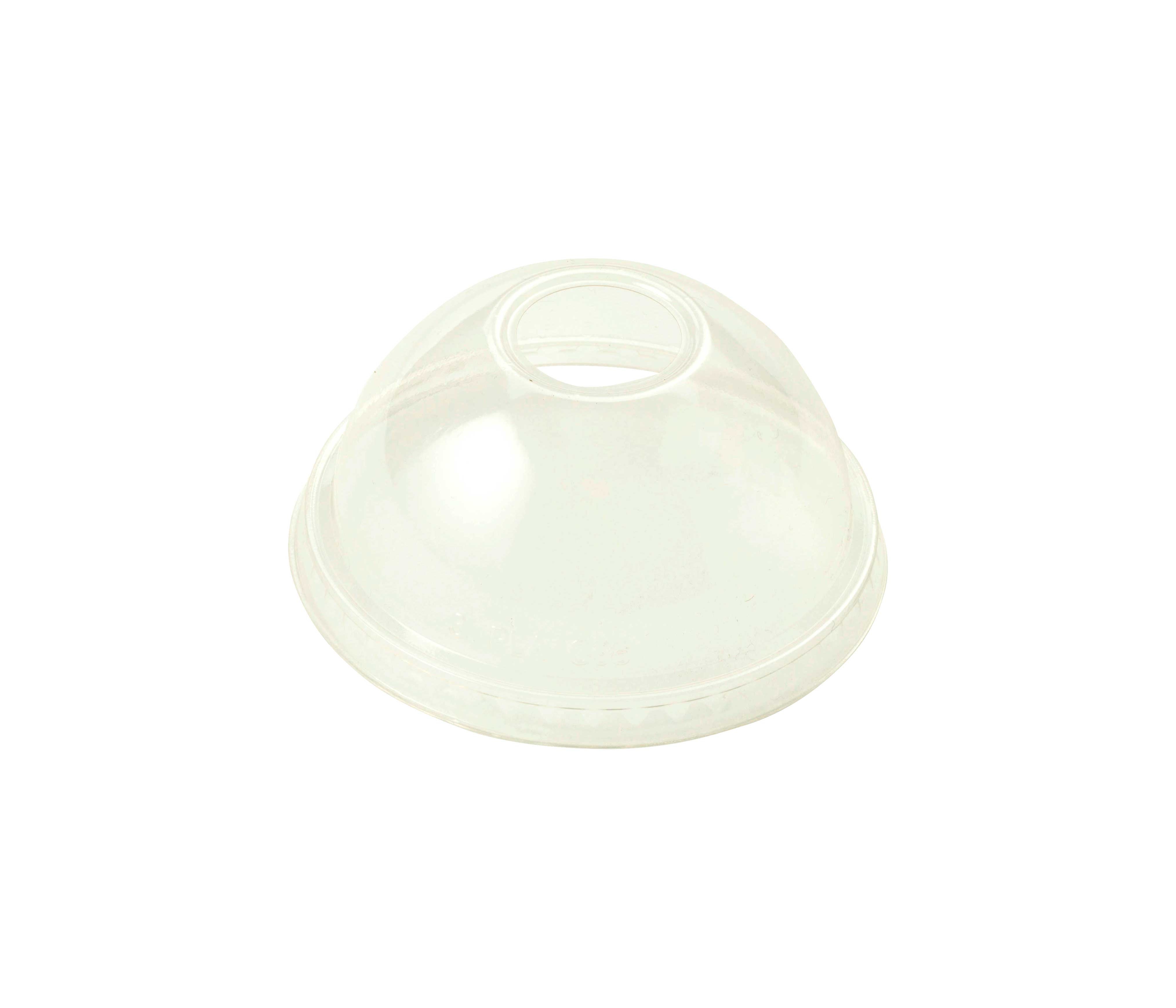 World Centric Dome Biocompostable Corn Starch Clear Strawhole Cup Lid, 24 Ounce -- 1000 per case.