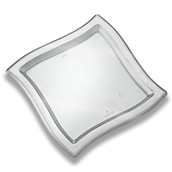 Waves Square Clear Plastic Plate, 9 inch -- 120 per case.