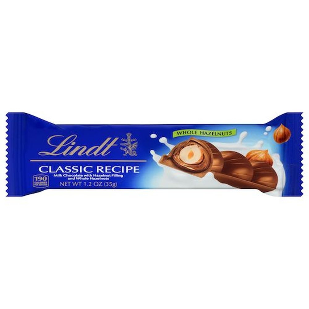 Lindt and Sprungli Classic Recipe Milk Chocolate Whole Hazelnut Bar, 1.2 Ounce -- 18 per case