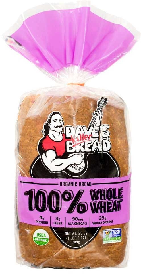 Daves Killer Bread Organic 100 Percent Whole Wheat Bread, 25 Ounce -- 8 per case