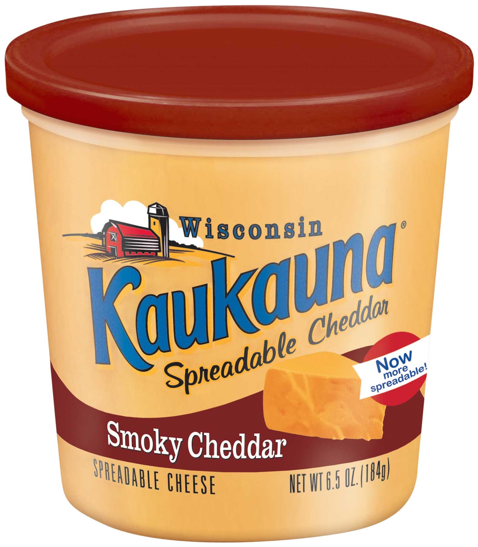 Kaukauna Smokey Cheddar Spreadable Cheese, 6.5 Ounce -- 12 per case.