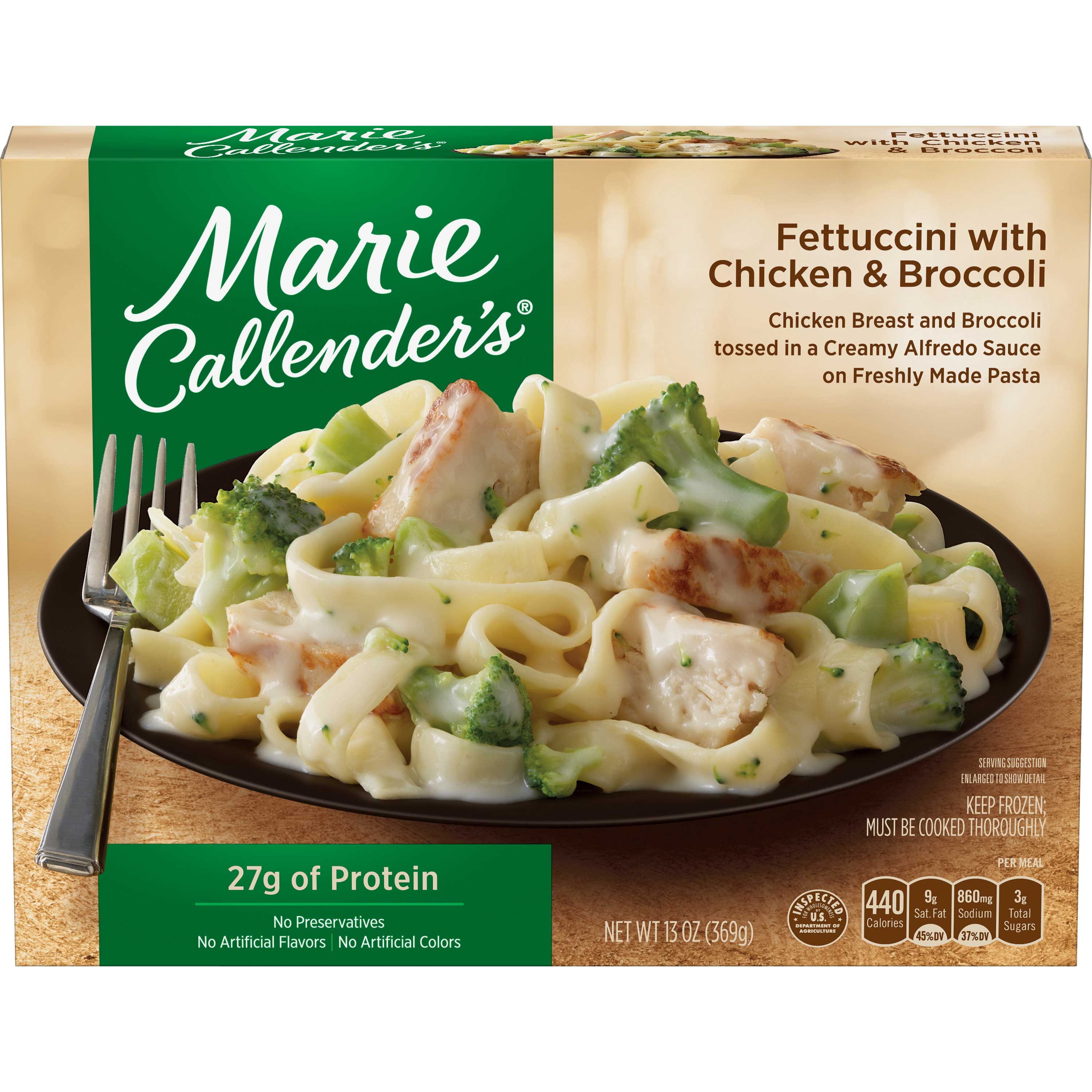 Conagra Marie Calendar Entree Fettuccini with Chicken and Broccoli, 13 Ounce -- 8 per case.