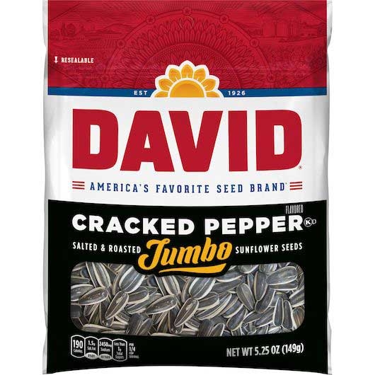Davids Cracked Pepper Jumbo Sunflower Seeds, 5.25 Ounce -- 12 per case