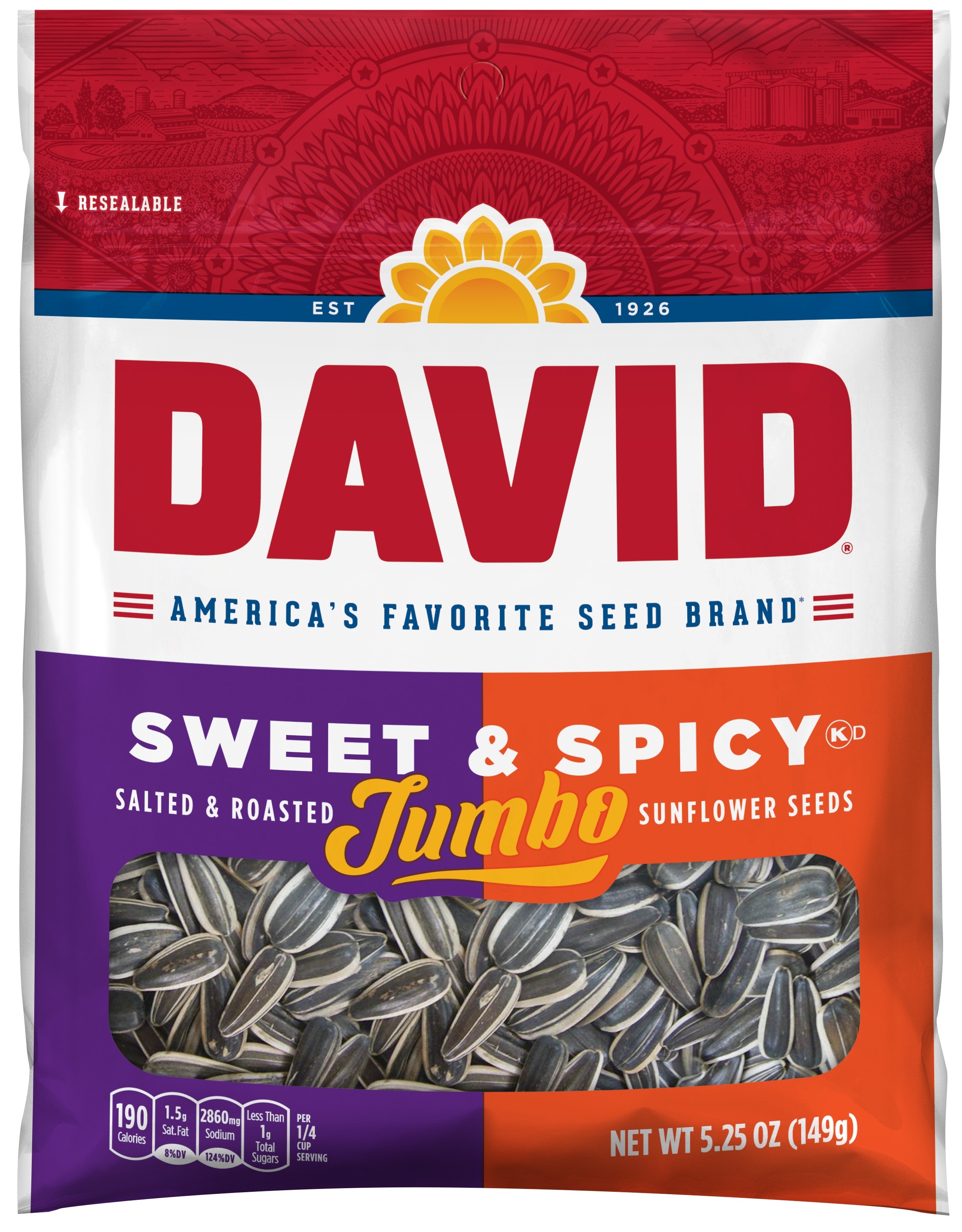David Sweet and Spicy Sunflower Seed, 5.25 Ounce -- 12 per case.