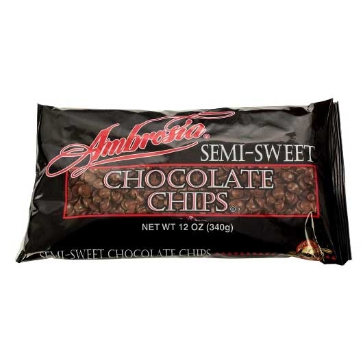 Ambrosia Semi-Sweet Chocolate Chips, 12 Ounce -- 12 per case
