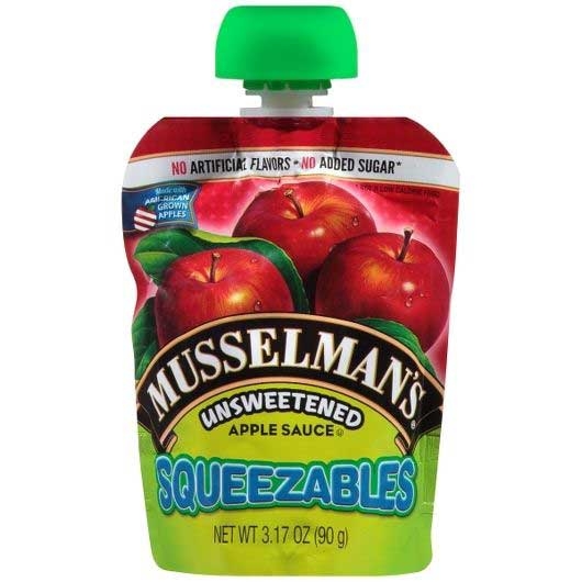 Musselmans Squeezables Unsweetened Apple Sauce, 3.17 Ounce -- 48 per case