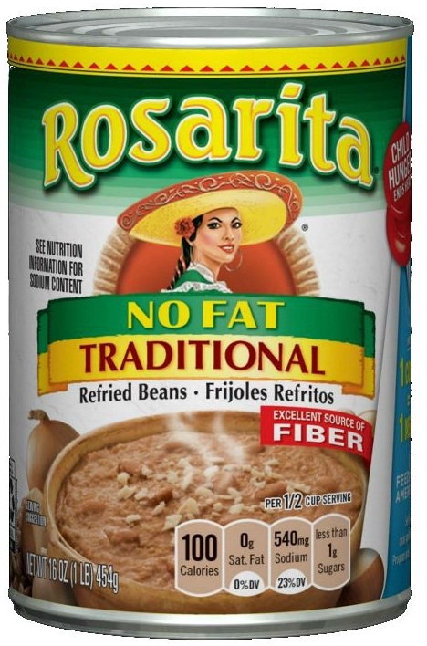 Rosarita No Fat Refried Bean, 16 Ounce Can -- 24 cans per case