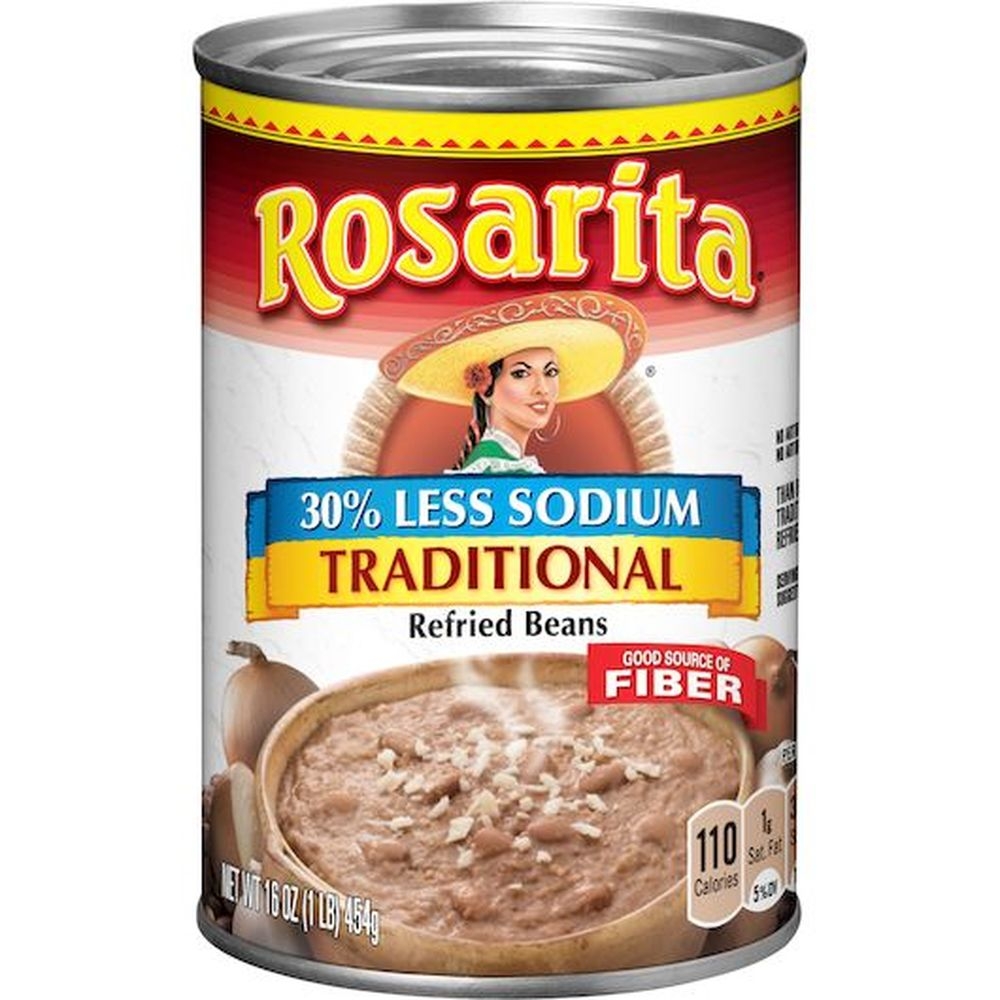Rosarita Traditional Low Sodium Refried Beans, 16 Ounce -- 12 per case