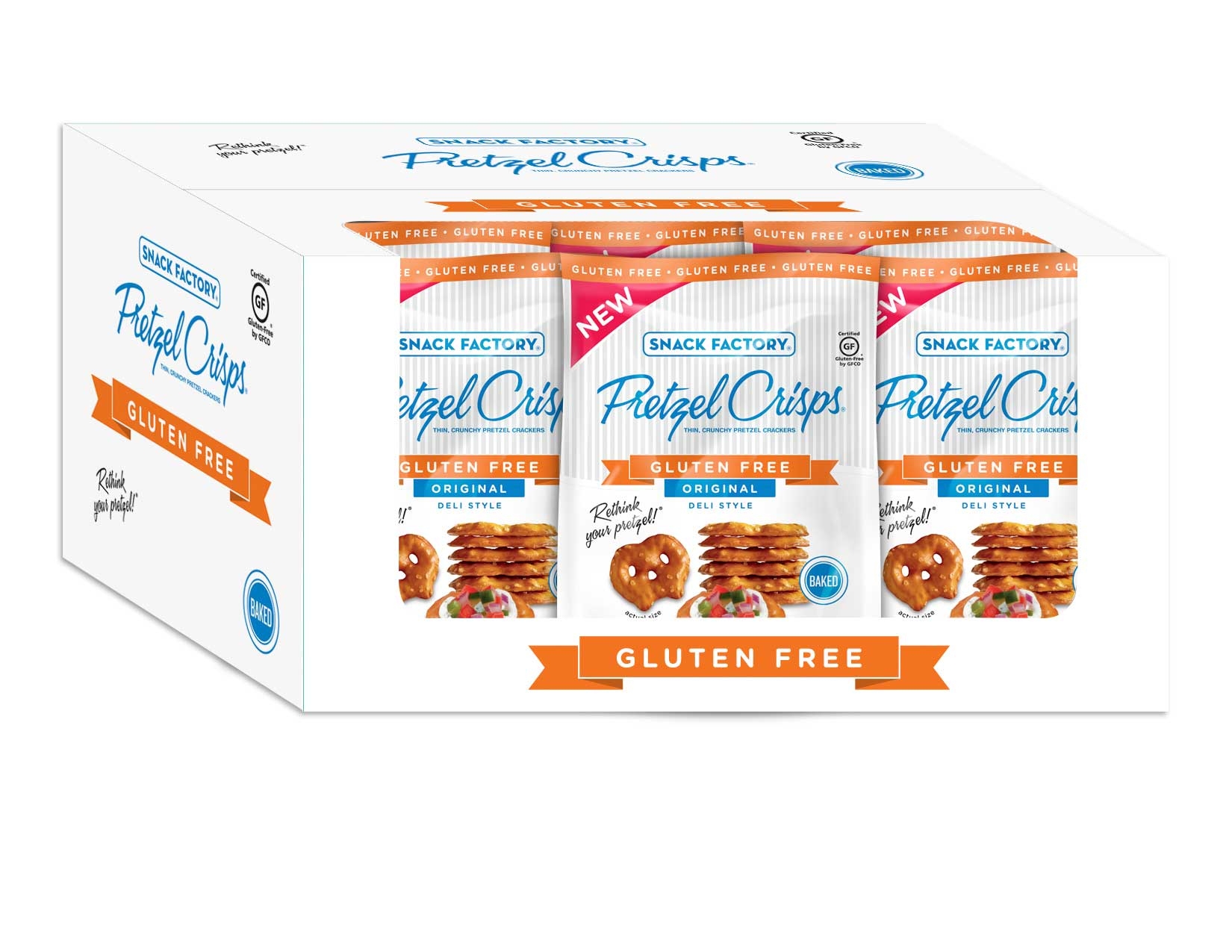 Pretzel Crisps Gluten Free Original Pretzel Cracker, 5 Ounce -- 12 per case.