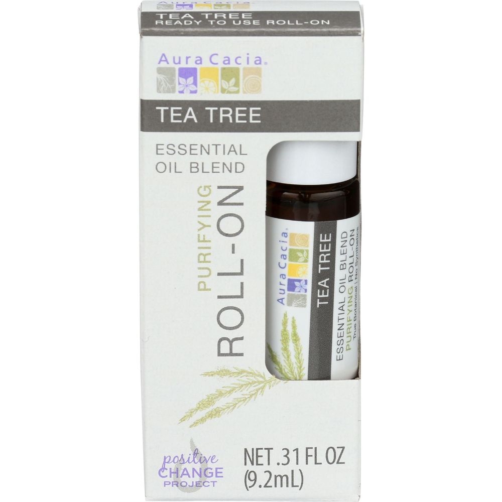 Aura Cacia Tea Tree Essential Oil Blend Roll On, 0.31 Fluid Ounce -- 4 per case
