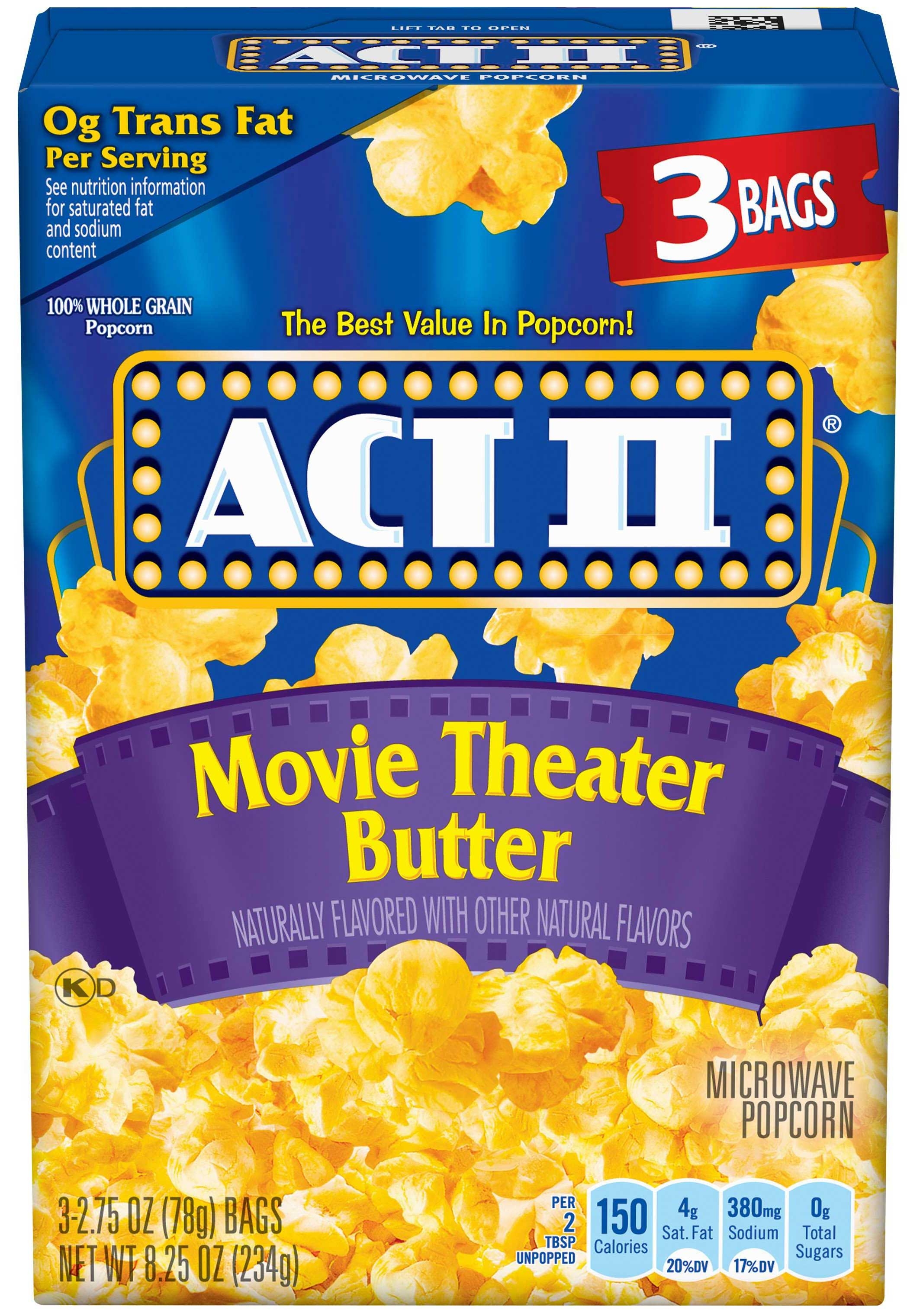 Act II Microwave Movie Theater Butter Popcorn, 8.25 Ounce -- 12 per case