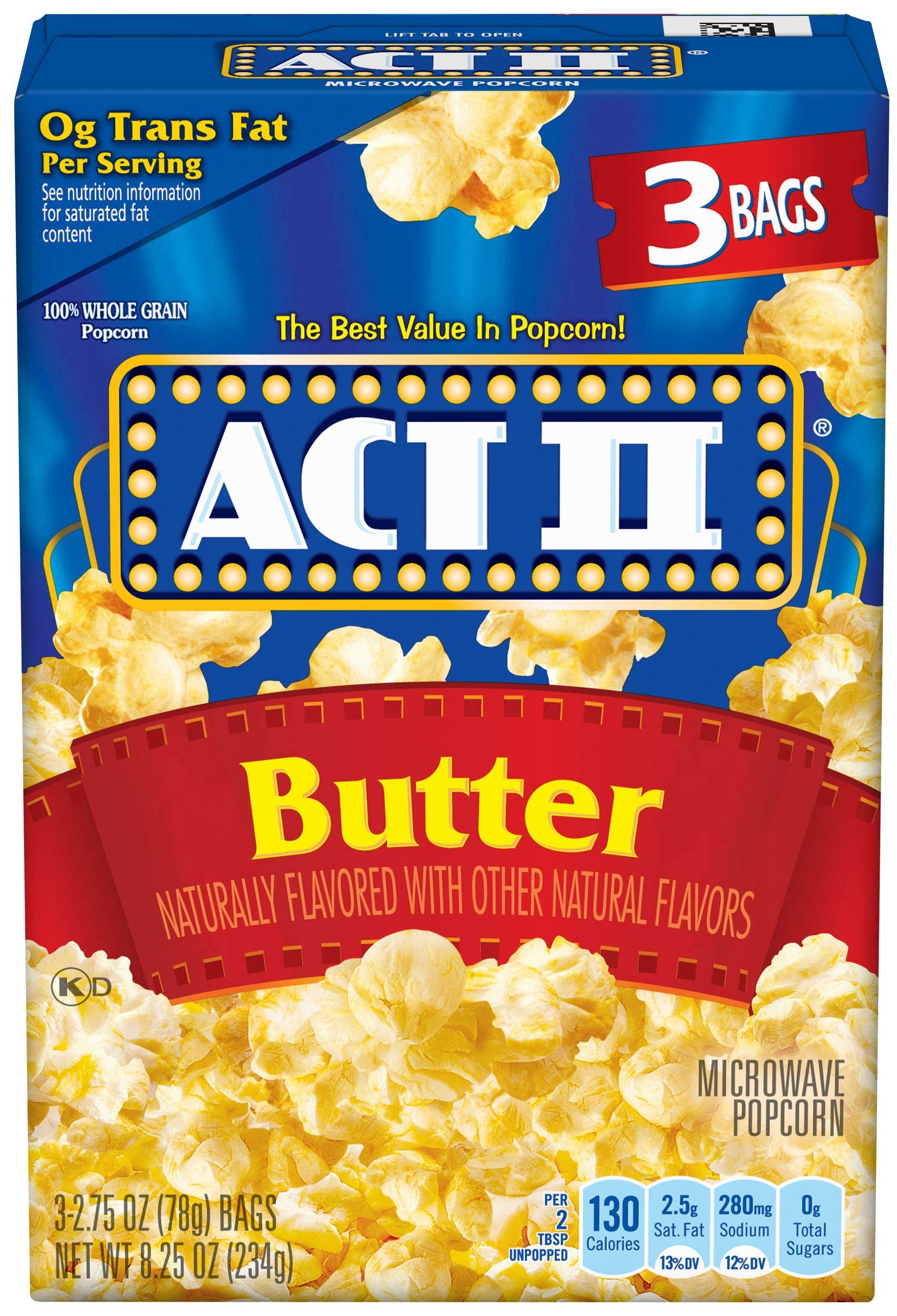 Act II Microwave Butter Popcorn, 8.25 Ounce -- 12 per case