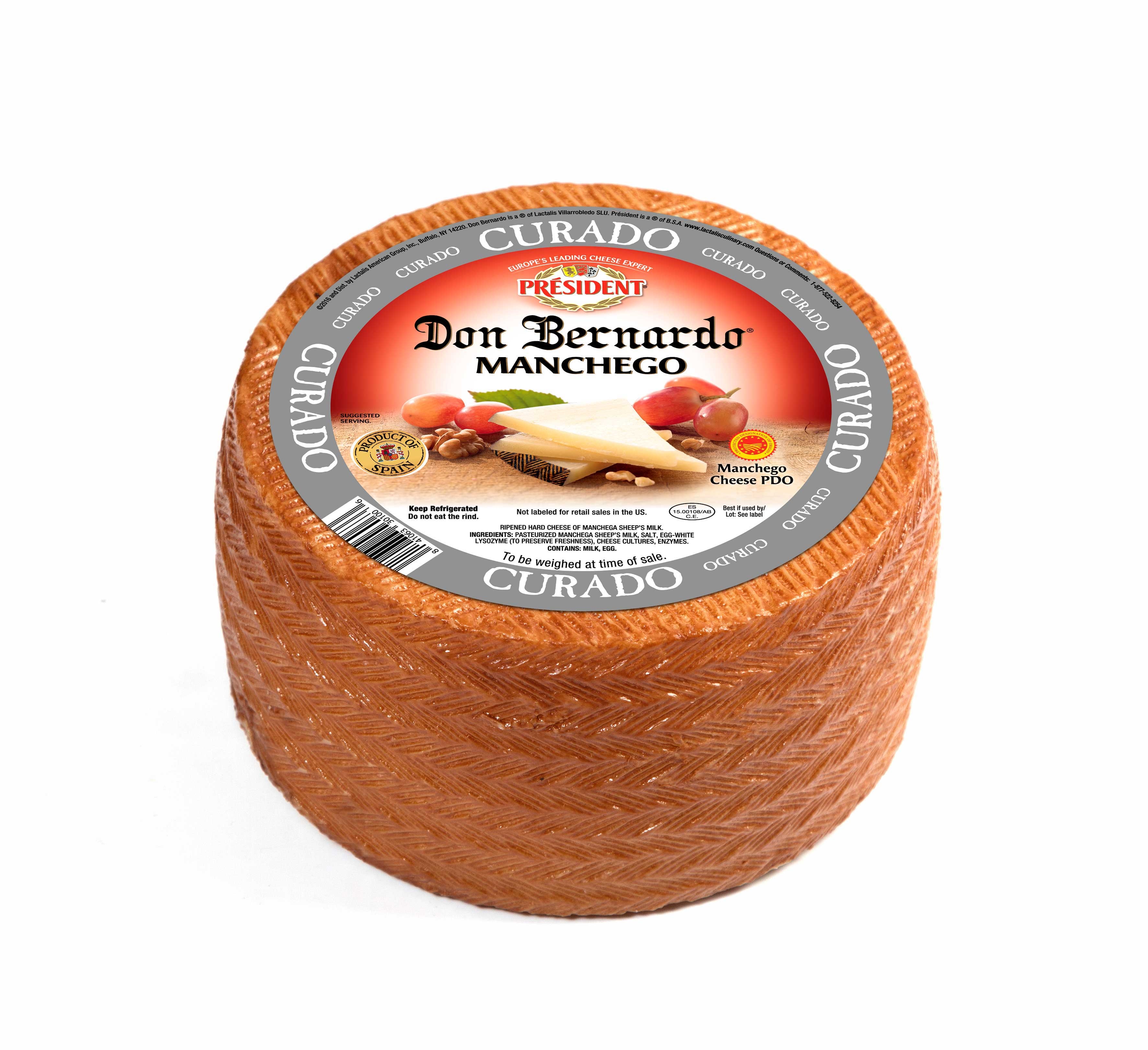 President Don Bernardo Manchego Curado Wheel Cheese, 6.6 Pound -- 2 per case.