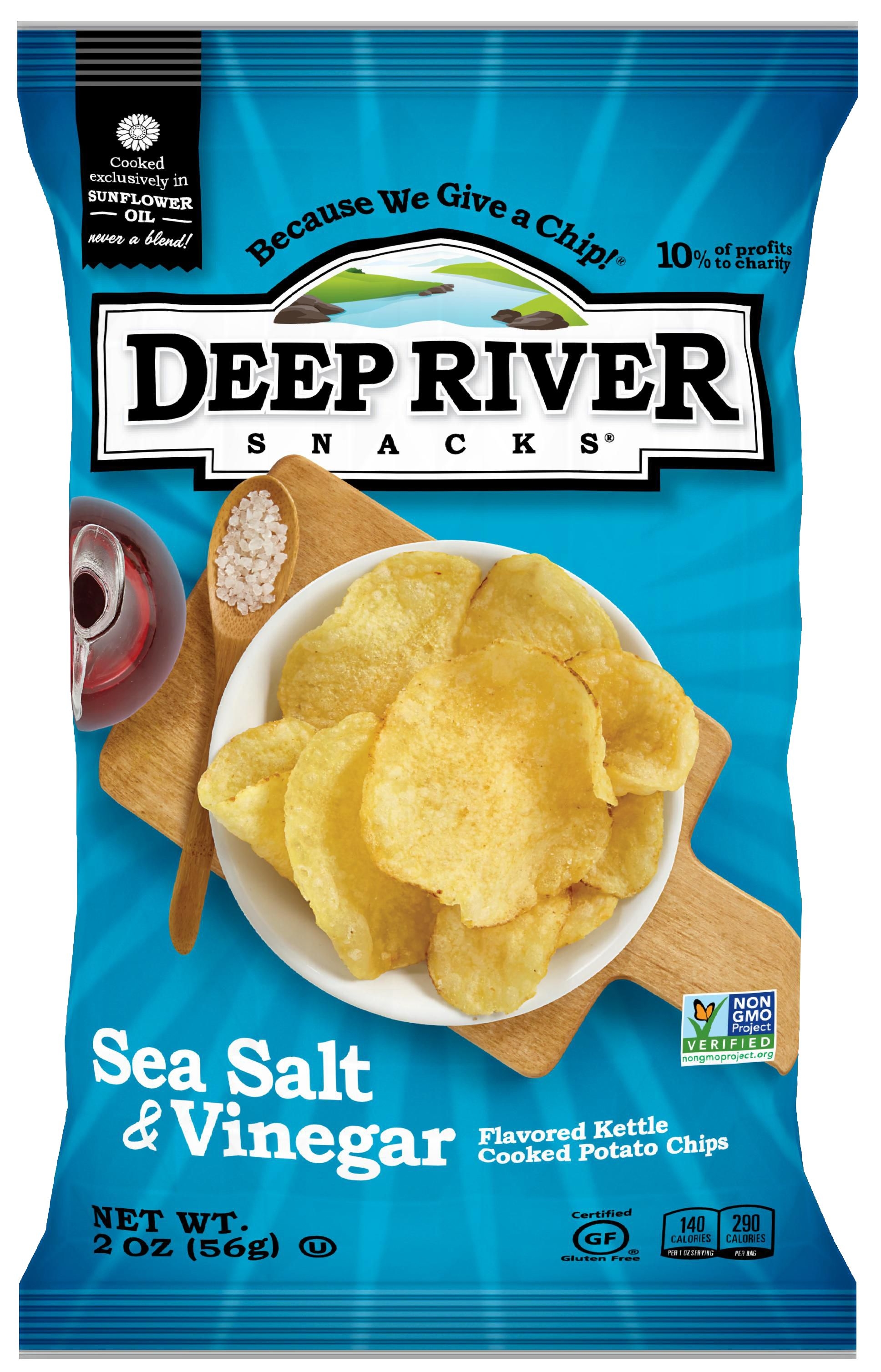 Deep River Snacks Salt and Vinegar Kettle Potato Chips, 2 Ounce -- 24 per case
