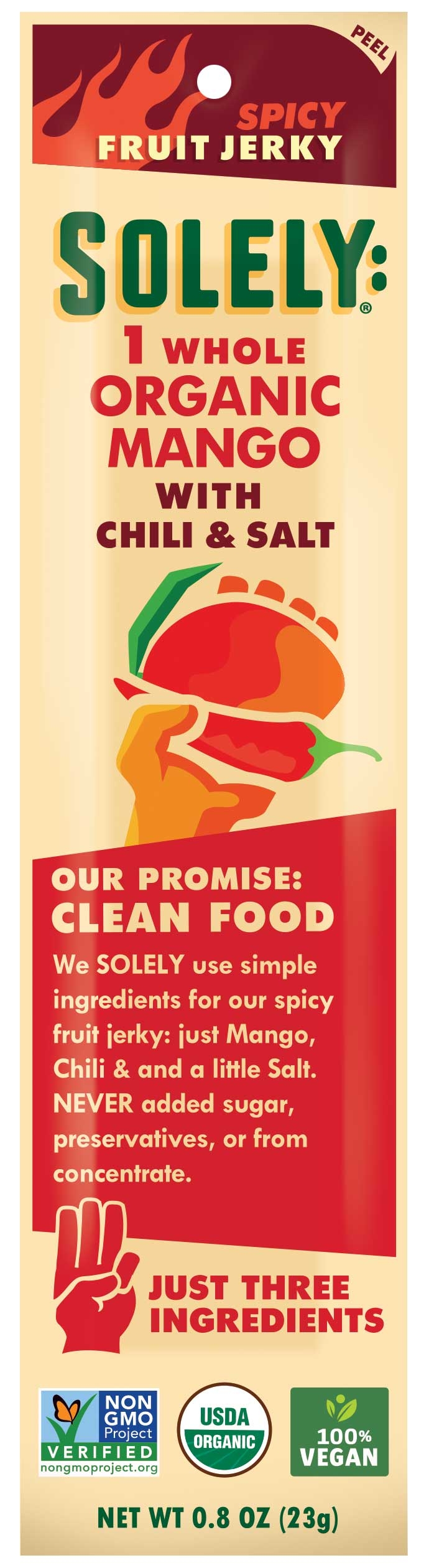 Solely Mango Chili Fruit Jerky, 0.8 Ounce -- 72 per case