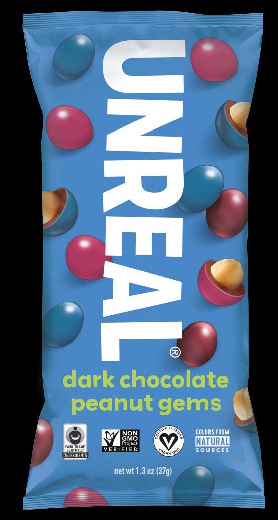 Unreal Dark Chocolate Peanut Gem Candy, 1.5 Ounce -- 72 per case.