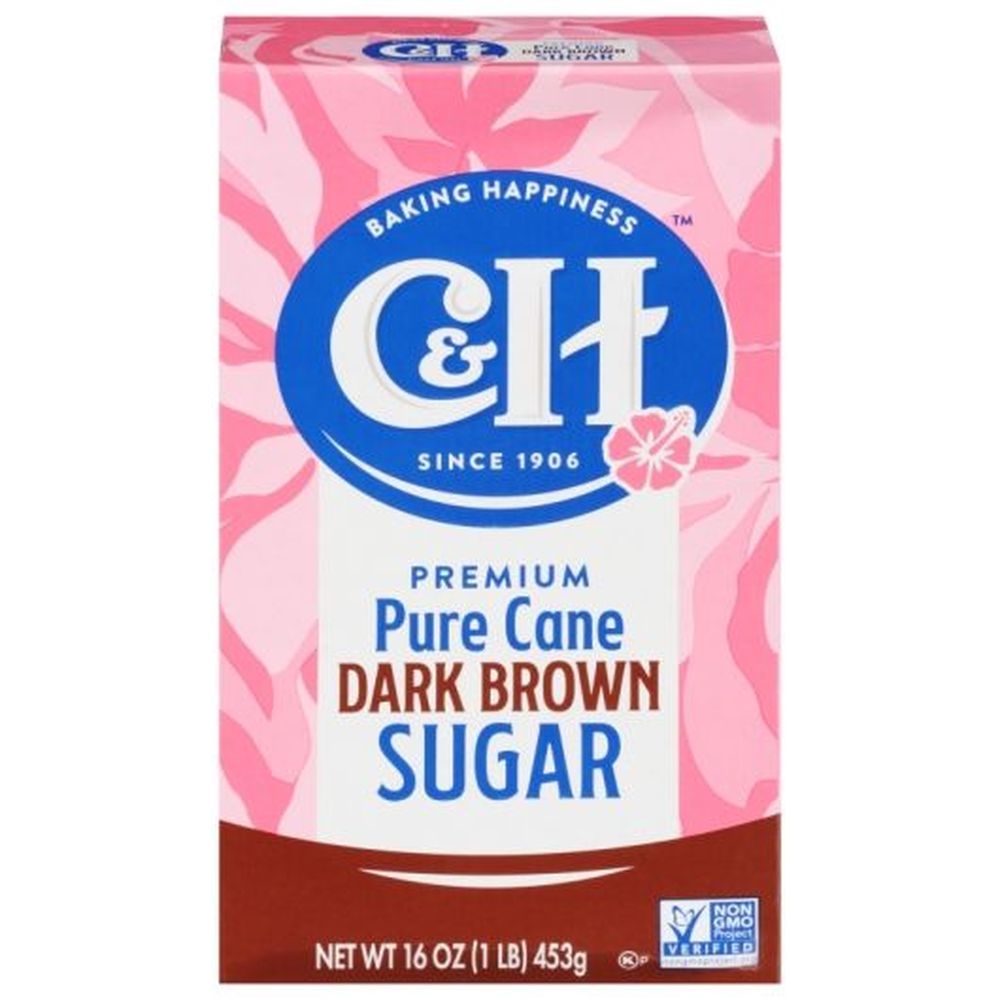 C and H Pure Cane Dark Brown Sugar, 1 Pound - 24 per case