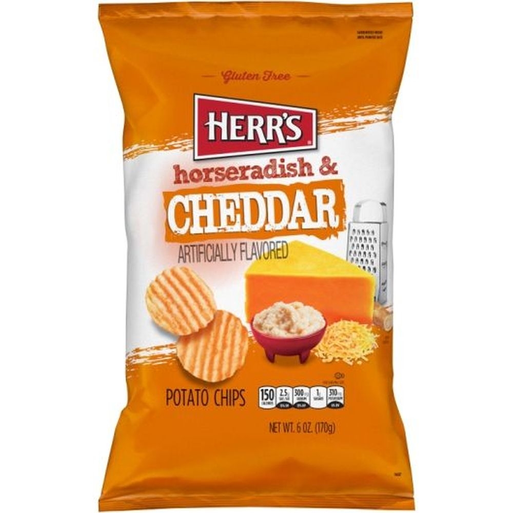 Herrs Cheddar Horseradish Potato Chips, 6 Ounce -- 12 per case