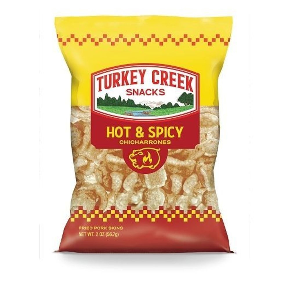 Turkey Creek Hot Pork Skins, 2 Ounce Box -- 12 per case