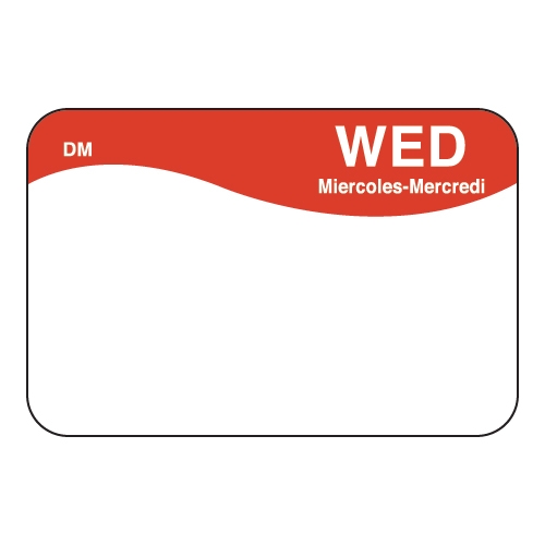 Daymark DissolveMark Day of the Week Label - Wednesday, 1 x 1.5 inch -- 12 rolls per case.