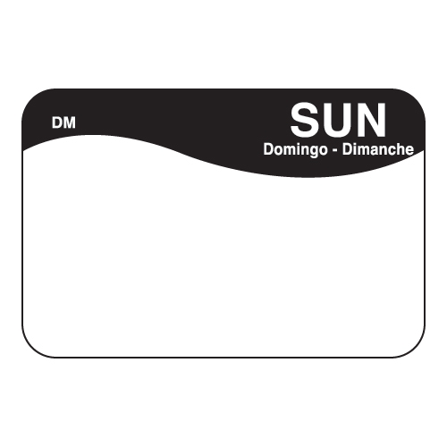 Daymark DissolveMark Day of the Week Label - Sunday, 1 x 1.5 inch -- 12 rolls per case.