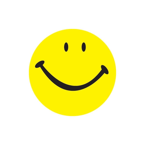 Daymark DuraMark Yellow Smiley Logo Deli Label, 1 inch Circle - 1000 per roll -- 12 rolls per case.