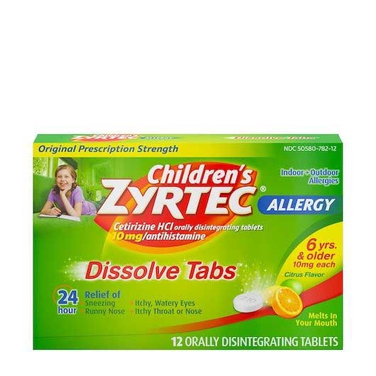 Zyrtec Allergy 24 Hour Dissolve Tablets - 12 count per pack -- 24 packs per case
