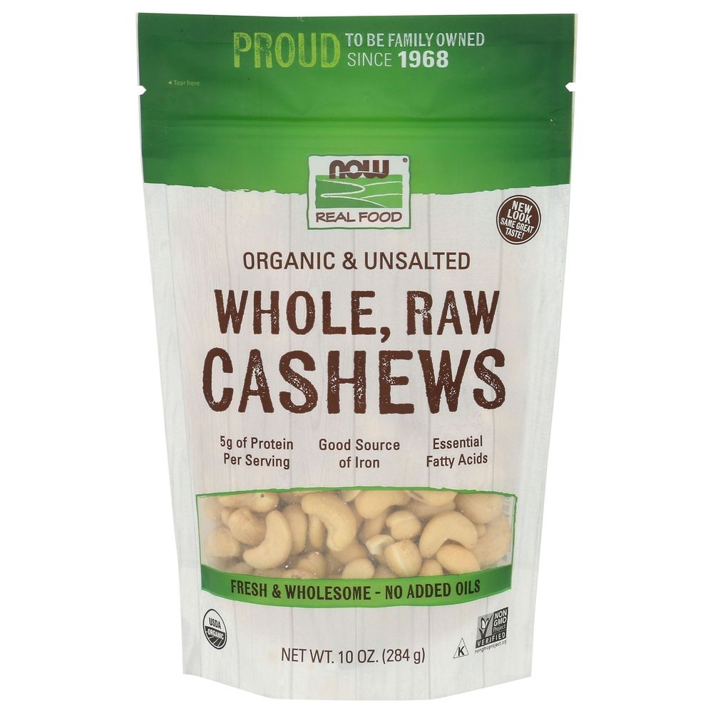 Now Real Food Organic Whole Raw Cashews, 10 Ounce -- 12 per case