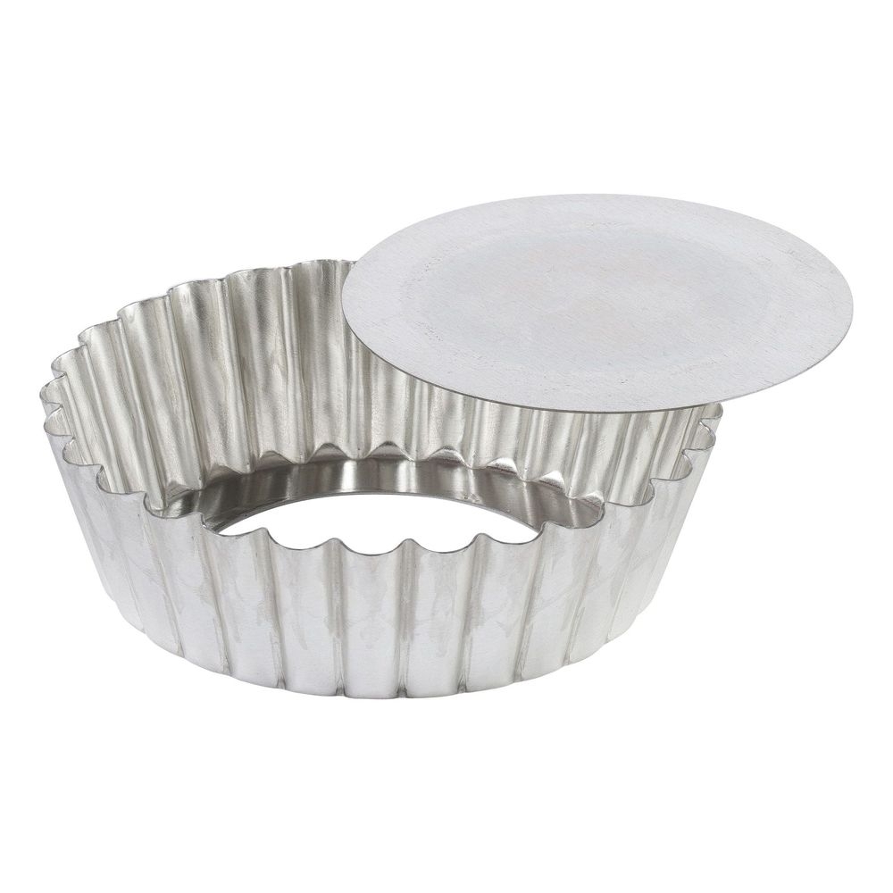 Gobel Tin Plate Round Fluted Cake Mold with Removable Bottom, 3.1 inch x 1.2 inch Height Cavity