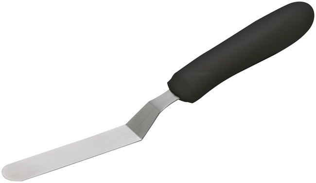 Winco Offset Spatula with Black Polypropylene Handle, 3 1/2 x 3/4 inch Blade -- 24 per case
