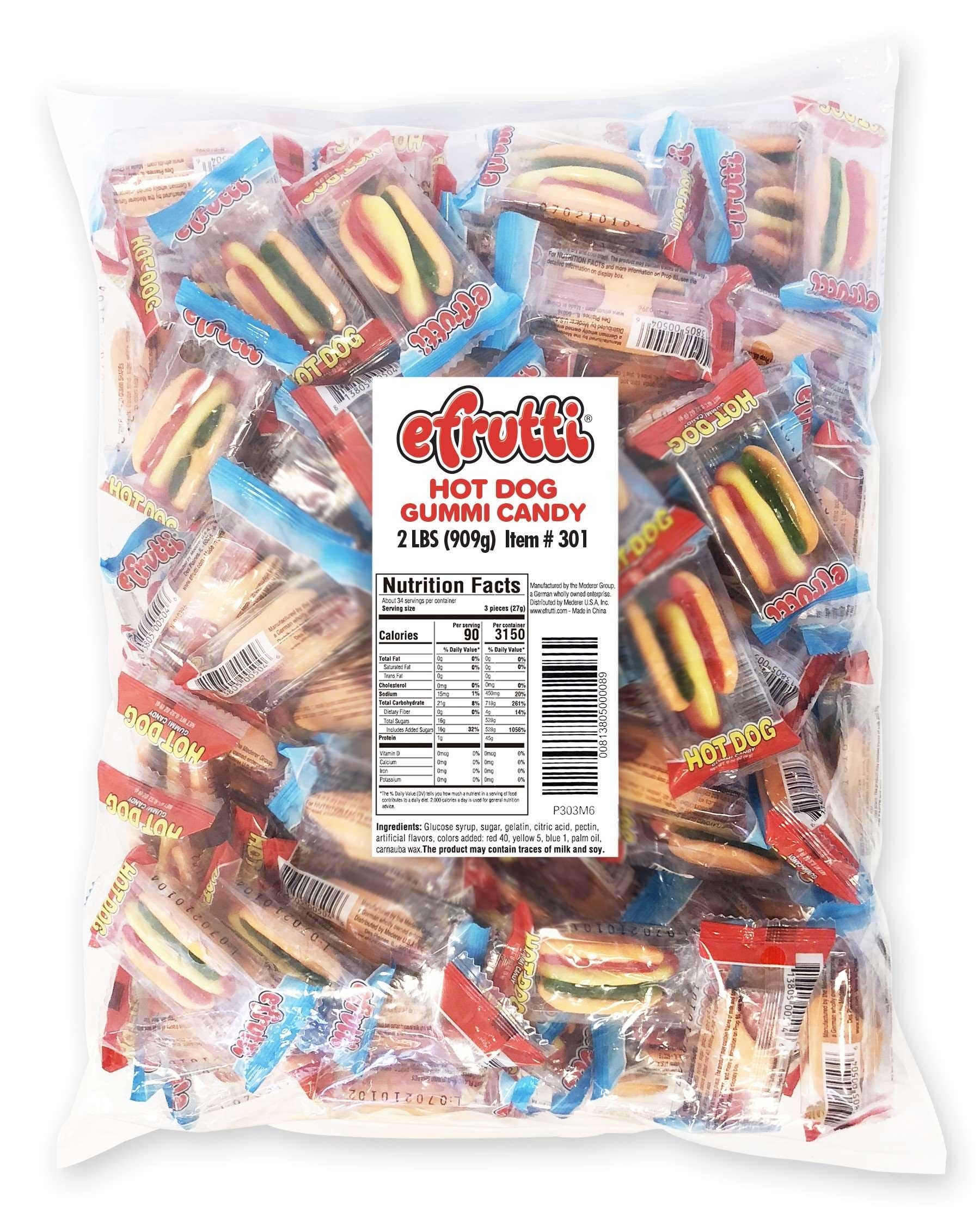 Efrutti Mini Hot Dog Gummy Candy Bulk, 0.32 Ounce - 101 count per pack -- 8 packs per case