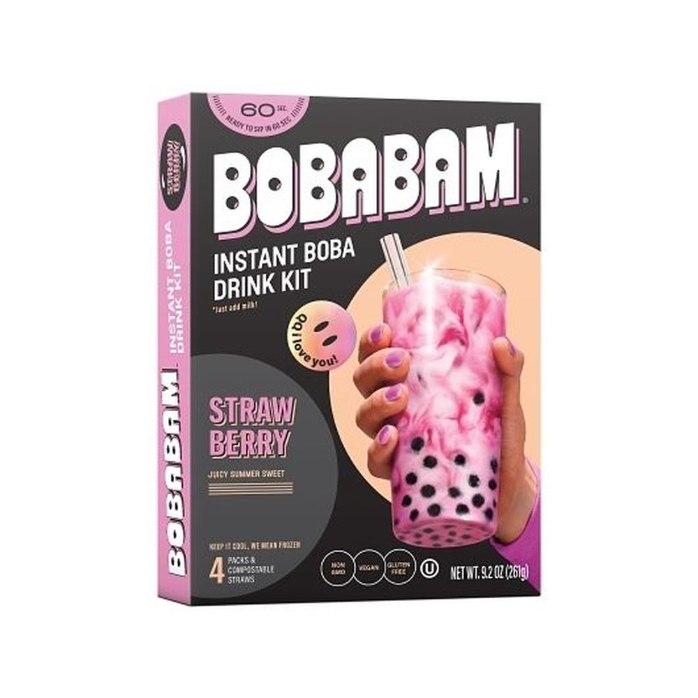 Bobabam Strawberry Instant Boba Drink Kit, 9.2 Ounce - 6 per case