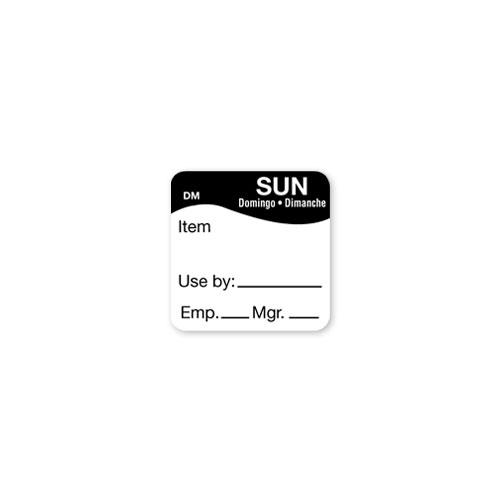 Daymark Sunday Day Of The Week Use By Label, 1 x 1 inch -- 6000 per case